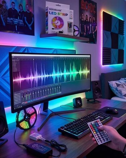 just cheap store 25DYMUCZZZ5METRE3ŞERİTLİLED-3 5050 Rgb Led Şerit 5 Metre Uzaktan Kumandalı Ortam Aydınlatma Led Açık Mavi