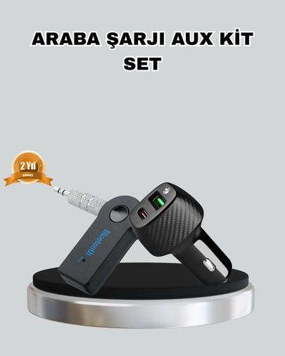just cheap store 25DYMUCZZZAUXKİTARAÇŞARJSET-1 Aux Bluetooth Adaptör Ve 38W Hızlı Araç Şarj Cihazı Seti 1 Adet