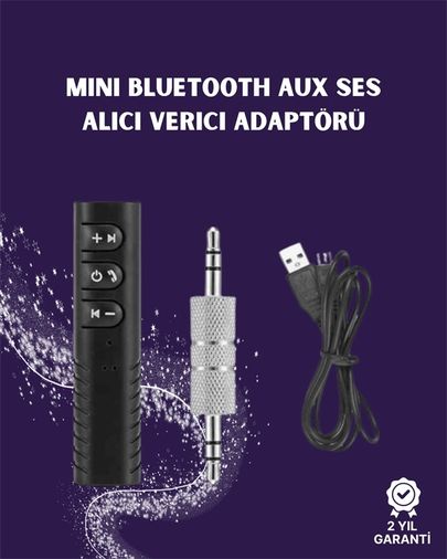 just cheap store 25DYMUCZZZAUXKİTİNCE-3 Bluetooth Aux Adaptör 3.5Mm Ses Girişi İçin Kablosuz Dönüştürücü, 10M Menzil 1
