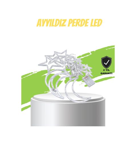 just cheap store 25DYMUCZZZAYYILDIZPERDELEDD-5 Prizli Perde Led Işık Yıldız Ve Ay Figürlü Romantik Aydınlatma Açık Mavi