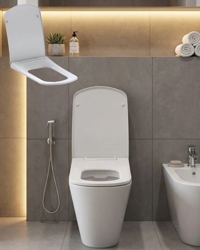 just cheap store 25DYMUCZZZKAREKLOZETKAPAĞI-5 Kare Klozet Kapağı Açık Gri