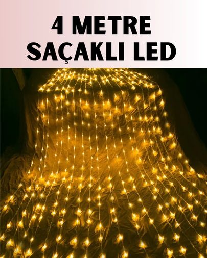just cheap store 25DYMUCZZZKSAÇAKLI4METREPERDELED-4 4 Metre Icicle Şelale Led Yılbaşı Perde Işık Sıcak Ambiyans Açık Mavi