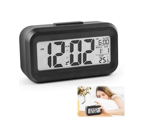 just cheap store 25DYMUUCZZZDİJİTALMASASAATİİİİİİİ2 Dijital Işıklı Alarmlı Çalışma Masası Ekran Pilli Çalar Saat Antrasit Melanj