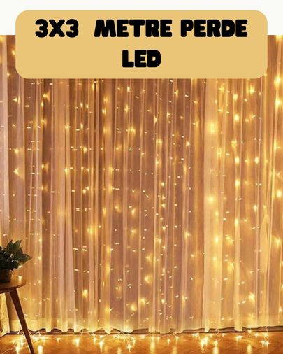just cheap store 25DYMXUCZZZ3X3PERDELEDD 3X3 Metre Perde Led Işık Sıcak Şelale Tasarım Dekoratif Aydınlatma Açık Mavi