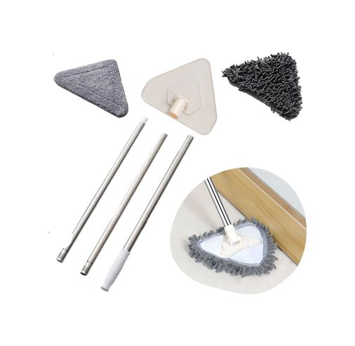 just cheap store 474189AT18YT0018 Teleskopik Saplı 150 Cm Üçgen Mop Cam Duvar Tavan Fayans Parke Temizleyici Mop 4741 Açık Gri