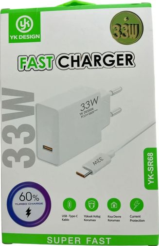 just cheap store 474189GTA8776 Usb Type-C 33W Şarj Aleti Yk-Sr68 4741