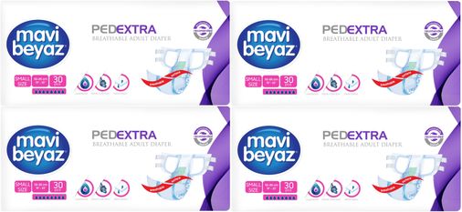 Küçük 180 Adet Ped Ekstra Tekstil Yüzeyli Yetişkin Bel Bantlı Hasta Bezi