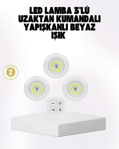 Kablosuz Gün Işığı 3’lü LED Spot Lamba Kumandalı