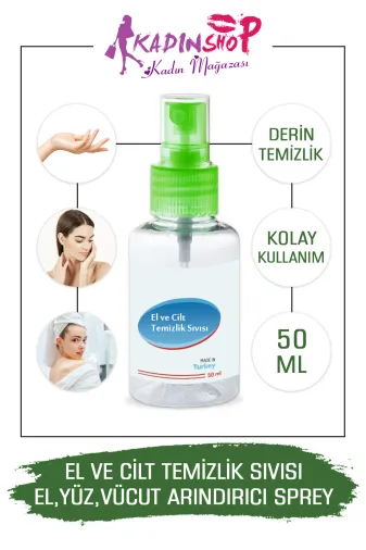 Kadınshop 8682340852024 Cilt Dezenfektanı El Yüz Vücut İçin Koruyucu  Antiseptik Dezenfektan 50 Ml