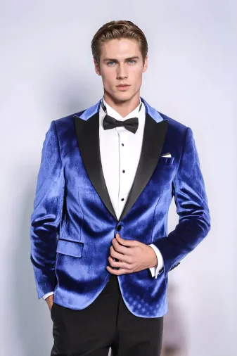 Kafide Lacivert Slim Fit Erkek Smokin Ceket - Wessi