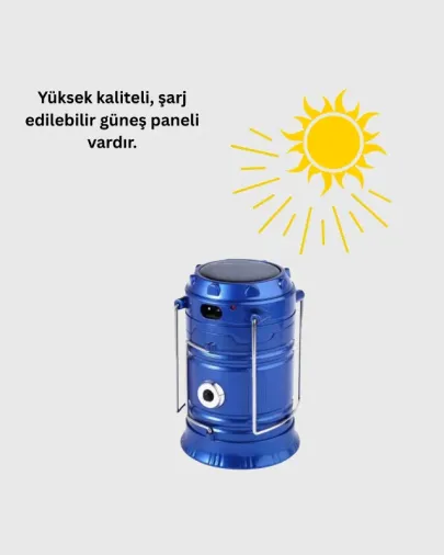Kamp Feneri Güneş Enerjili Usb Çıkışlı Katlanabilir 1 Adet