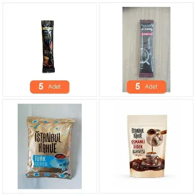 [Kampanya] İstanbul Kahve Gold Kahve Tekli Paket (5 Adet) + İstanbul Kahve Klasik Kahve 2 Gr (5 Adet) + İstanbul Kahve Türk Kahvesi 100 Gr + İstanbul Kahve Osmanlı Dibek Kahvesi 200 Gr