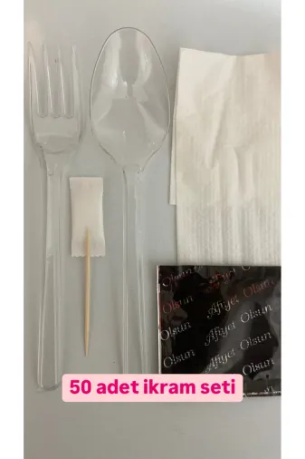 Kapital plastik stlmkslmmsslms İkram Seti 50 Adet Catal Kaşık Restauran Kona Nişan Düğün Organizasyon