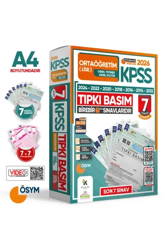 KARA KUTU YAYIN KPSSortaögrtmTIPKI6lı4048 2026 Kpss Ortaöğretim-Lise Ösym Çıkmış Soru Tıpkı Basım 7Li Deneme Paketi Tg Dijital Çözümlü