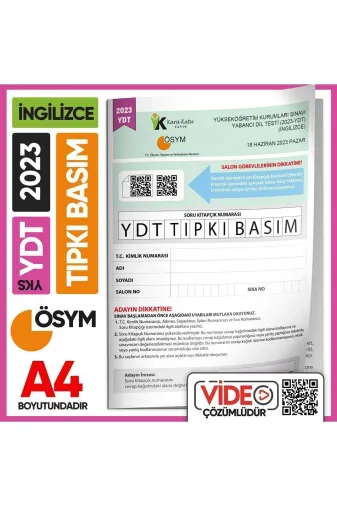 KARA KUTU YAYIN YDTTIPKI2023 2023 Yks Ydt Ingilizce Ösym Çıkmış Soru Tıpkı Basım Deneme Kitapçığı (Video Çözümlü Türkiye Geneli)
