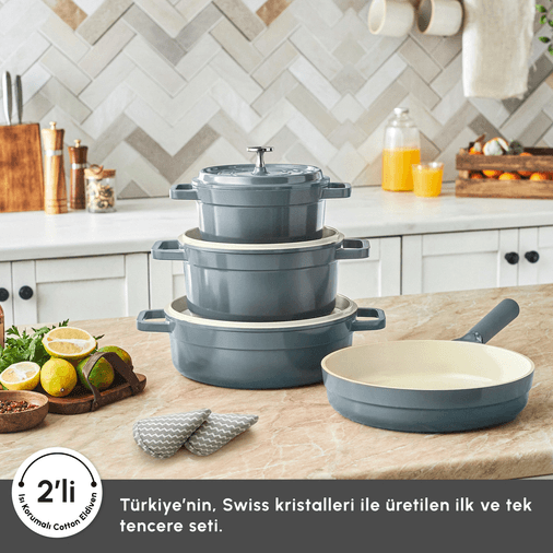 Karaca 000001000247764002 Swiss Crystal Neocast 7 Parça Döküm Tencere Ve Tava Seti Antrasit
