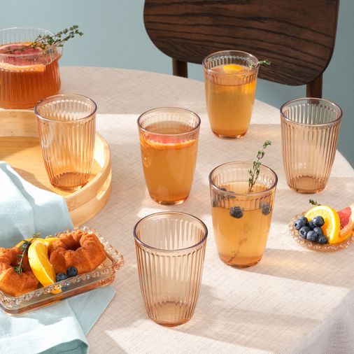 Karaca dghfkgjhgjh Gordes 6'lı Cam Meşrubat Bardağı 370 Ml Amber