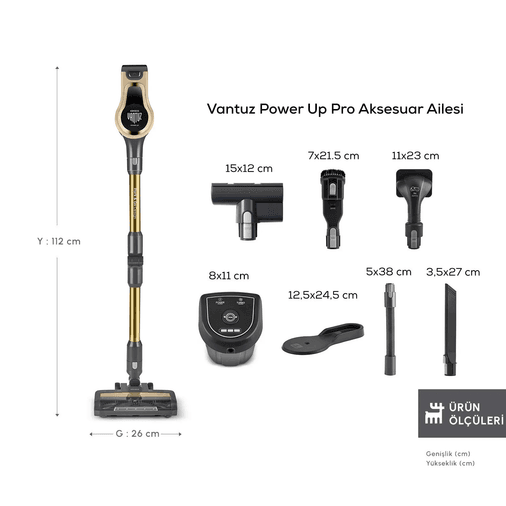 Karaca hubhdhob Vantuz Power Up Pro Dikey Süpürge Mineral Gold