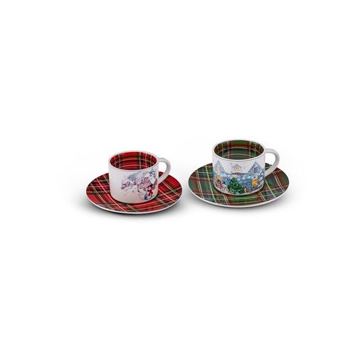 Karaca THRUUTEUGH New Year Yılbaşı Ekoseli 2 Kişilik Çay Fincanı 230 Ml