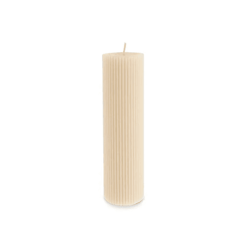 Karaca UIIKKKTYU Striped Tırtıklı Sütun Mum 20 Cm Bej