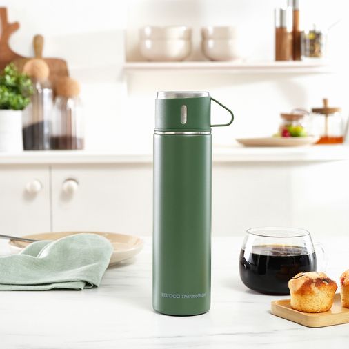 Karaca uygkyhlllyhkı Thermosteel Nature Bardaklı Çelik Sızdırmaz Termos Haki 500 Ml