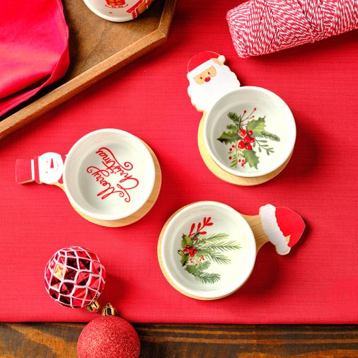 Karaca WETRYRTYOI New Year Yılbaşı Bamboo Snack Noel Baba 3'lü Çerezlik