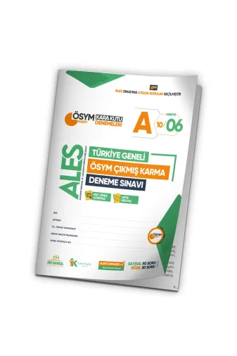 Karakutu Yayınları ALESkarmaÖSYMdnm6 2026 Ales Ösym Arşivi Karma Kara Kutu Çıkmış Soru Türkiye Geneli D. Çözümlü Deneme 10/6.kitapçık