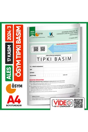 Karakutu Yayınları ALESTıpkı2024/3 Ales 2024/3 (Kasim) Ösym Tıpkı Basım Çıkmış Soru Deneme Kitapçığı Video/pdf Çözümlü Türkiye Geneli