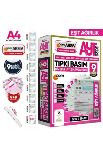 Karakutu Yayınları AYTtıpkıTM8li4052 2026 Ayt Eşit Ağırlık (Tm) Ösym Çıkmış Soru Tıpkı Basım 9Lu Deneme Paketi Türkiye Geneli Çözümlü Set