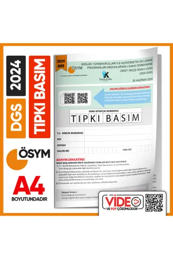 Karakutu Yayınları DGSTIPKI2024 2024 Dgs Sayısal-Sözel Ösym Tıpkı Basım Çıkmış Soru Deneme Kitapçığı (Video Çözümlü Türkiye Geneli)