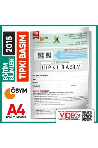 Karakutu Yayınları EGITIMTIPKI2015 2015 Kpss Eğitim Bilimleri Ösym Tıpkı Basım Çıkmış Soru Kitapçığı Dijital Çözümlü Türkiye Geneli