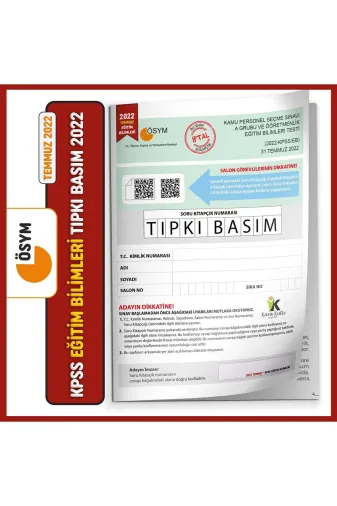 Karakutu Yayınları EGITIMTIPKI2022tmz 2022 Temmuz Kpss Eğitim Bilimleri Ösym Tıpkı Basım Çıkmış Soru Türkiye Geneli D.çözümlü Kitapçığı