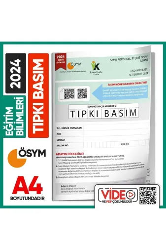 Karakutu Yayınları EGITIMTIPKI2024 2024 Kpss Eğitim Bilimleri Ösym Tıpkı Basım Çıkmış Soru Kitapçığı Video/pdf Çözümlü Türkiye Geneli
