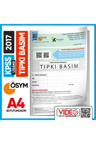 Karakutu Yayınları KPSSLISANS10LUDENEME4044 2017 Kpss Lisans Gy-Gk Ösym Tıpkı Basım Çıkmış Soru Deneme Kitapçığı (Video Çözümlü Türkiye Geneli)
