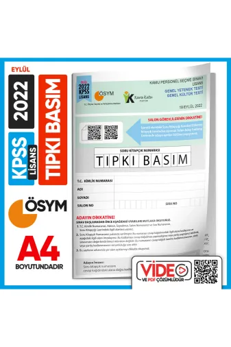 Karakutu Yayınları KPSSLISANSTIPK2022eyl 2022 Eylül Kpss Lisans Gy-Gk Ösym Tıpkı Basım Çıkmış Soru Kitapçığı (Video Çözümlü Türkiye Geneli)