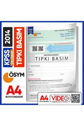 Karakutu Yayınları KPSSönlisansTIPKI2014 2014 Kpss Önlisans Ösym Çıkmış Soru Tıpkı Basım Kitapçığı Video/pdf Çözümlü Türkiye Geneli