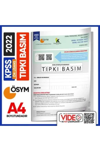 Karakutu Yayınları KPSSONLISANSTIPKI2022 2022 Kpss Önlisans Ösym Tıpkı Basım Çıkmış Soru Deneme Kitapçığı Dijital Çözümlü Türkiye Geneli