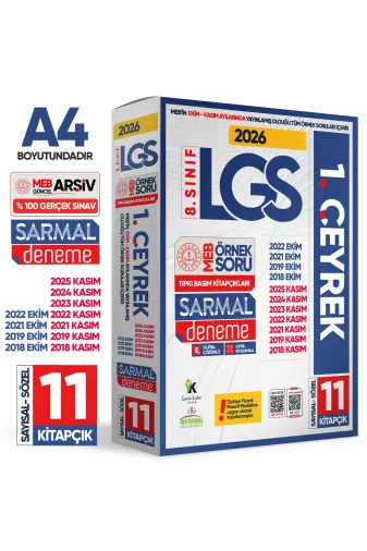 Karakutu Yayınları LGS1CEYREKÖrnSoruPaketi 2026 8.sınıf Lgs Ilk 1.çeyrek Ekim-Kasım Ayı Meb Örnek Soru Tıpkı Basım Sarmal Deneme