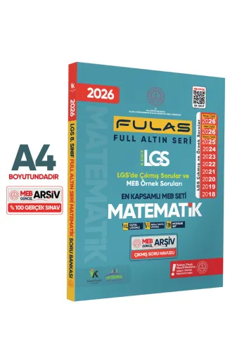 Karakutu Yayınları LGSMATfulas4050 2026 8.sınıf Full Lgs Altın Seri (Fulas) Matematik Meb Çıkmış Soru Bankası Modüler Seti Çözümlü