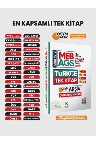 Karakutu Yayınları MEB-AGStürkceTEKKITAPDK Meb Ags Türkçenin Kara Kutusu Tek Kitap En Kapsamlı Ösym Çıkmış Soru Bankası Özetli Dijital Çözümlü