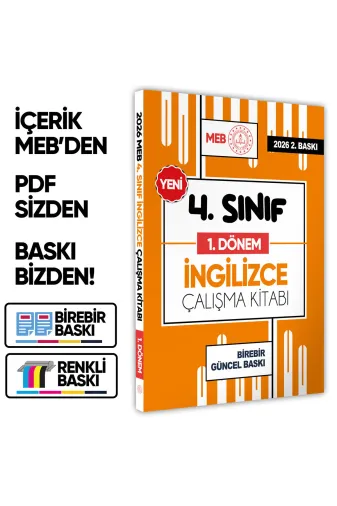 Karakutu Yayınları Meb4sınıfİngilizce1ÇALIŞKİTABI 2026 Meb Ödm İlkokul 4.sınıf İngilizce 1.dönem Çalışma Kitabı Alıştırmalı/soru Bankası Baski Ücreti