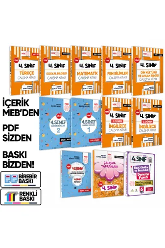 Karakutu Yayınları Meb4sınıfTAMset 2026 Meb İlkokul 4.sınıf Çalışma Kitabı Çalışma Soruları Ve Deneme Paketi Tam Paket Baski Ücreti