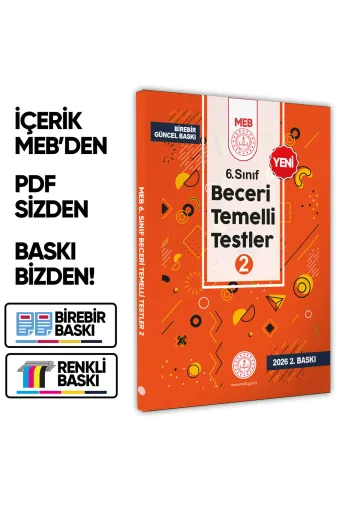 Karakutu Yayınları MEB6.sınıfBTS2 2026 6.sınıf Meb Beceri Temelli Testler 2. Kitap Örnek Soru Bankası (Renkli Baskı) Baski Ücreti