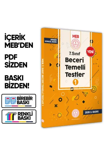 Karakutu Yayınları MEB7.sınıfBTS1 2026 7.sınıf Meb Beceri Temelli Testler 1. Kitap Örnek Soru Bankası (Renkli Baskı) Baski Ücreti