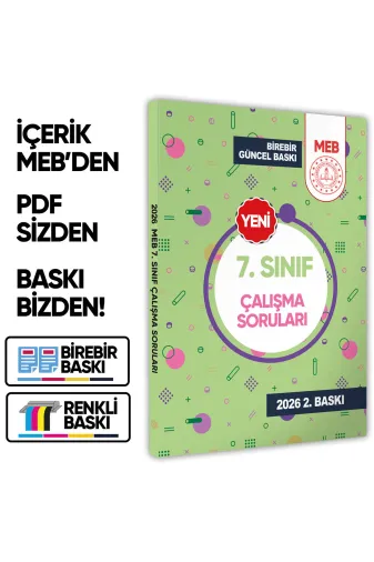 Karakutu Yayınları MEB7SINIFÇLŞMAsorlrıSB 2026 7.sınıf Meb Tüm Dersler Çalışma Soruları Soru Bankası (Renkli Baskı A4 Boyut) Baski Ücreti