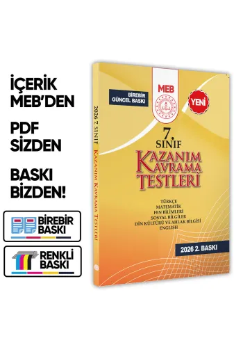 Karakutu Yayınları MEB7sınıfKKTyaprakTEST 2026 7.sınıf Meb Tüm Dersler Kazanım Kavrama Testleri Kkt Yaprak Test Kitabı Baski Ücreti