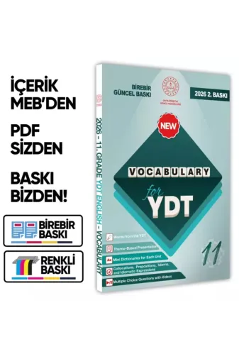 Karakutu Yayınları MEBİYDTingilizce11.snfVocabulary 2026 Ydt Mebi İngilizce 11.sınıf Vocabulary Kelime Bilgisi Soru Bankası Kitabı Çözümlü Baski Ücreti
