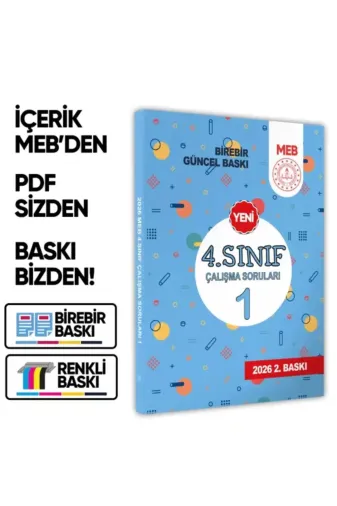 Karakutu Yayınları TYC7A456C46BE721BF74BC000 2026 Meb İlkokul 4.sınıf Çalışma Soruları 1 Tüm Dersler Kazanım Pekiştirme Kitabı Baski Ücreti