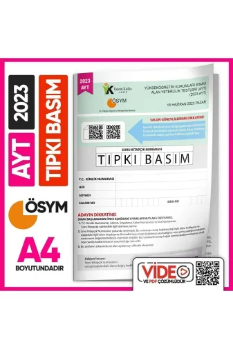 Karakutu Yayınları TYCIKCOYVN168870969254181 2023 Yks-Ayt (Say-Tm) Ösym Tıpkı Basım Çıkmış Soru Deneme Kitapçığı (Video Çözümlü Türkiye Geneli)