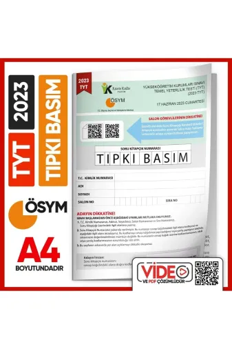 Karakutu Yayınları TYTTIPKI2023 2023 Yks-Tyt (Say-Tm-Söz) Ösym Birebir Tıpkı Basım Türkiye Geneli Çözümlü Çıkmış Soru Kitapçığı